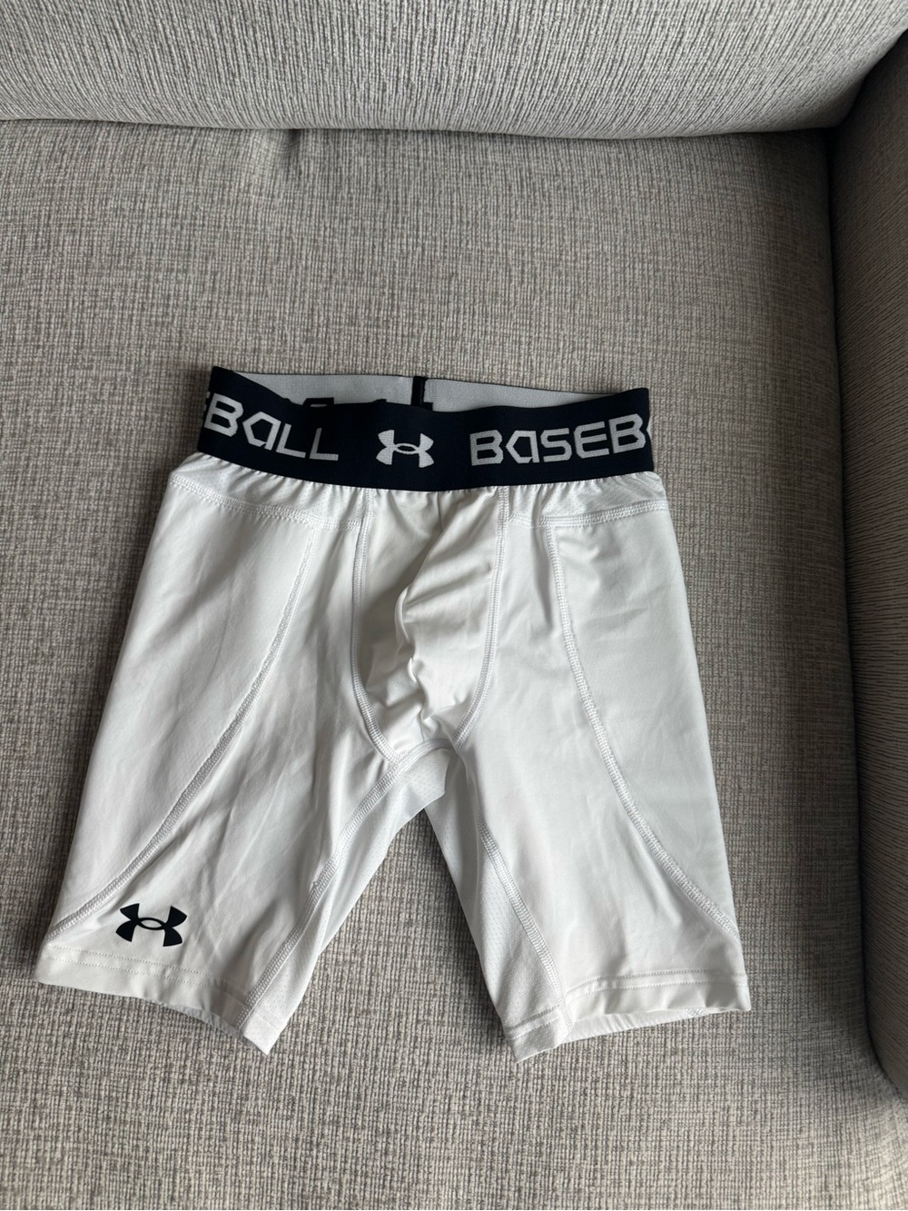 Under Armour White and Black Baseball Compression Shorts